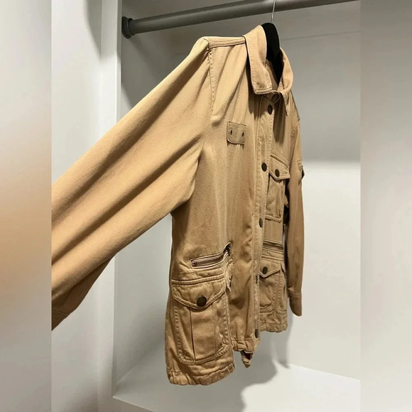 Lauren Ralph Lauren Tan Safari 3/4 Sleeve jacket utility collared cargo Large - Picture 3 of 13